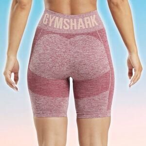 GYMSHARK Flex High Rise Cycling Shorts Sz Small Burgundy Marl